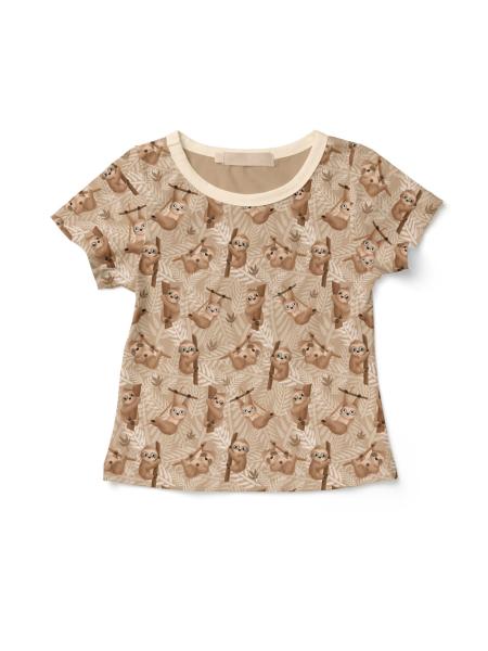 Baumwolljersey Lazy Jungle Faultier Camel by Mrs. Mint Design von Swafing